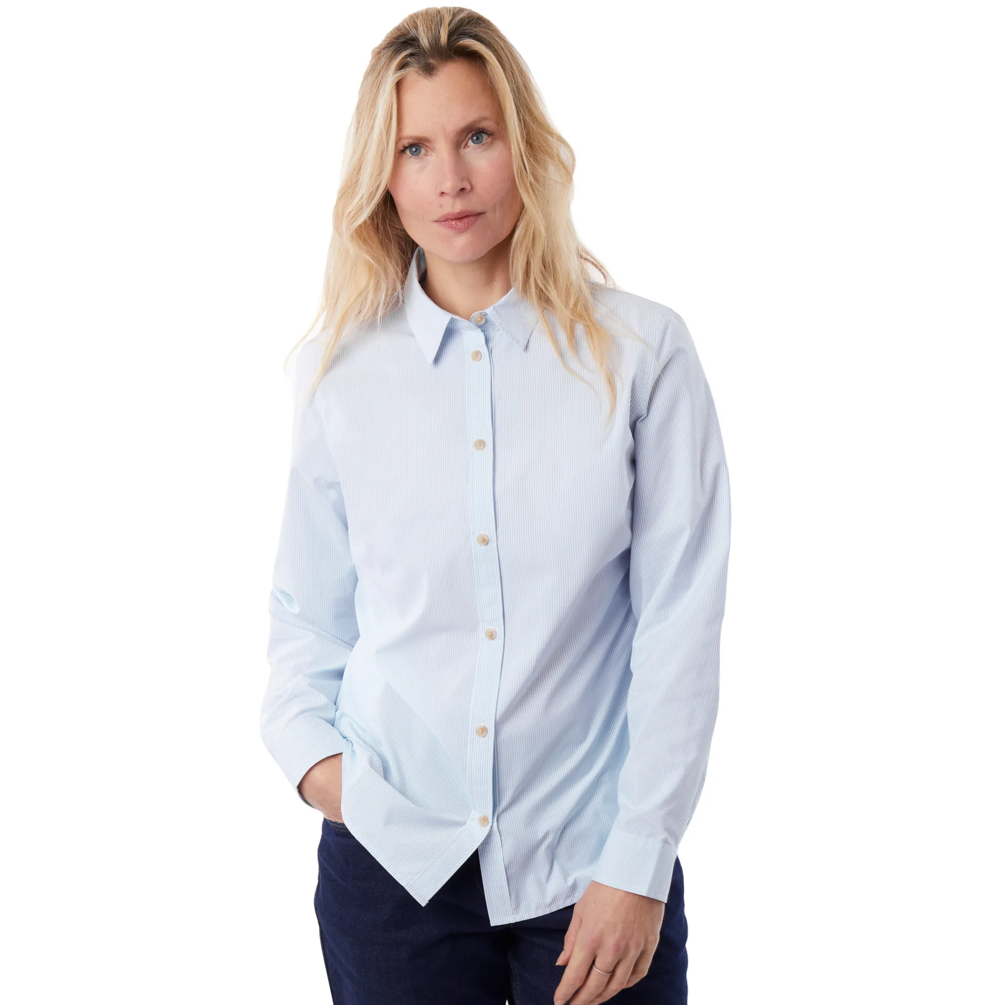 Women Rohan Women'S Eave Long Sleeve Chambray Blue Stripe
