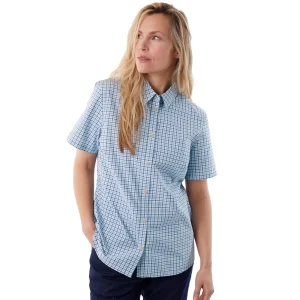 Women Rohan Women'S Eave Short Sleeve Shirt Chambray Blue Gingham