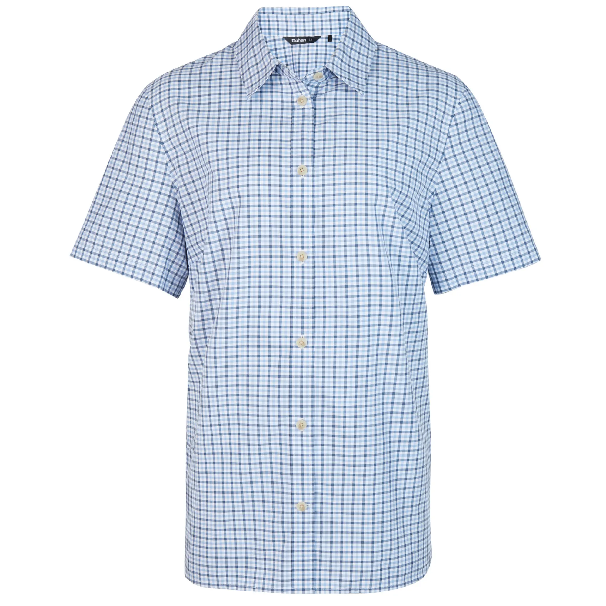 Women Rohan Women'S Eave Short Sleeve Shirt Chambray Blue Gingham