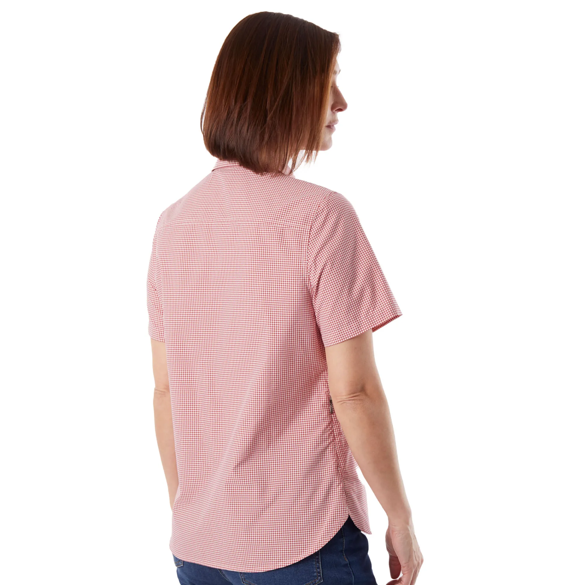 Women Rohan Women'S Eave Short Sleeve Shirt Cardinal Pink Gingham