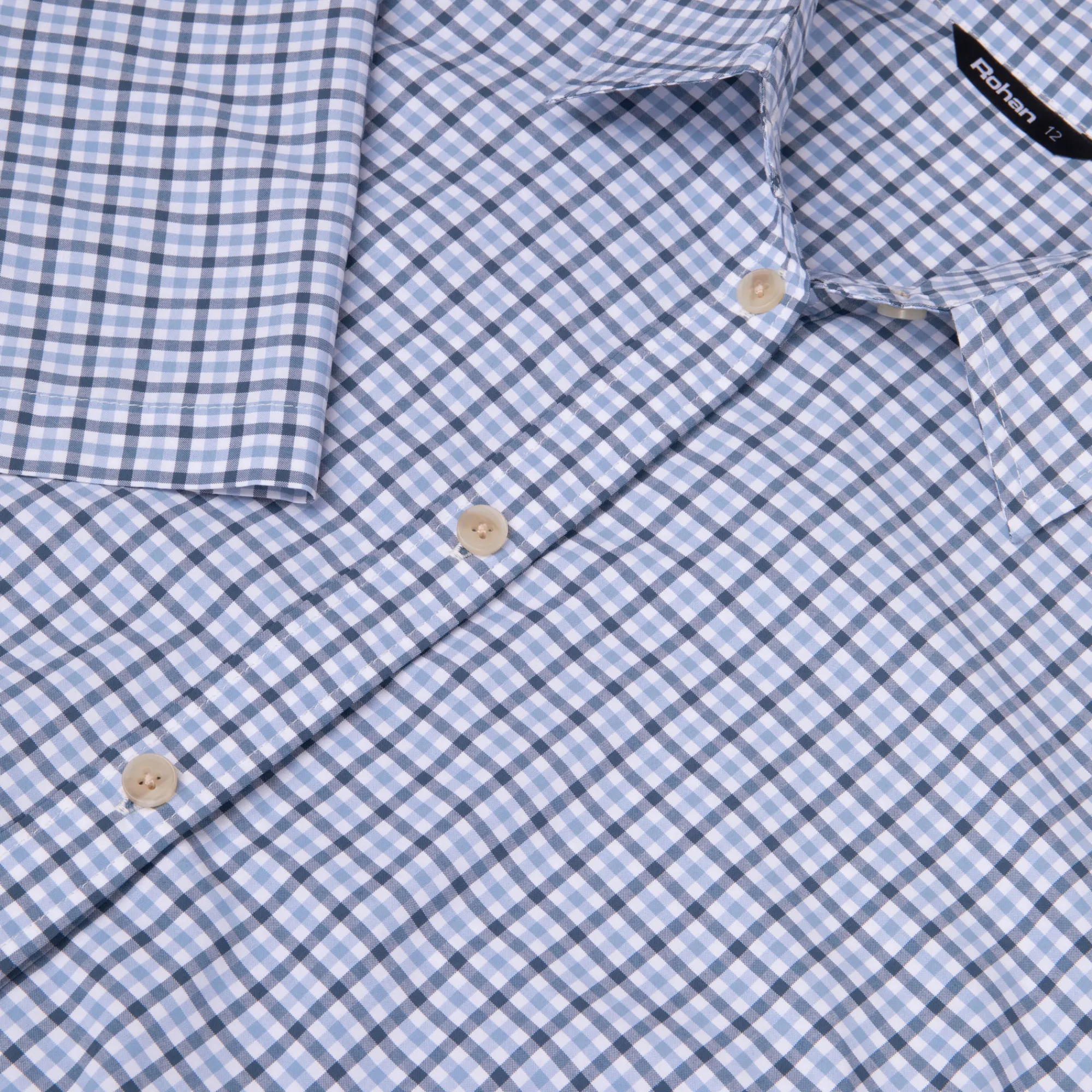 Women Rohan Women'S Eave Short Sleeve Shirt Chambray Blue Gingham