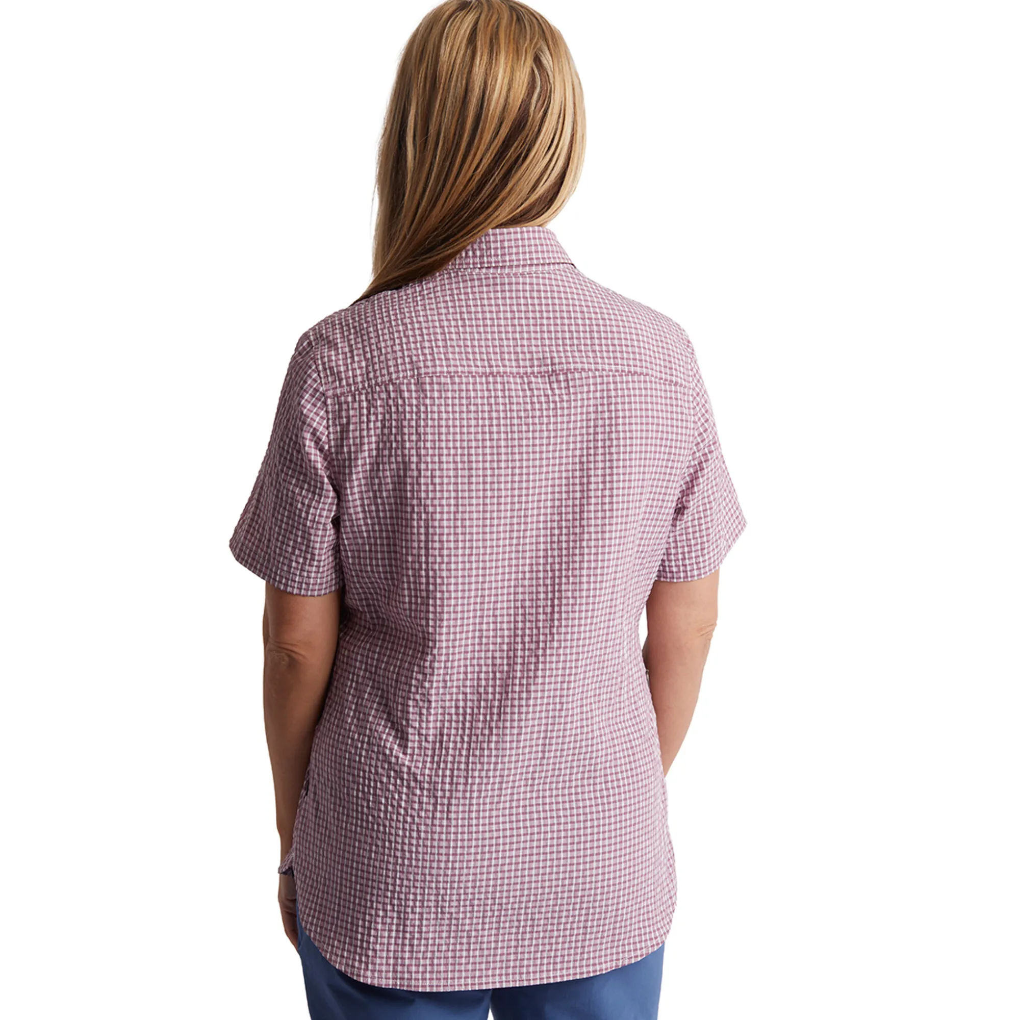 Women Rohan Women'S Isle Short Sleeve Shirt Haze Purple Gingham