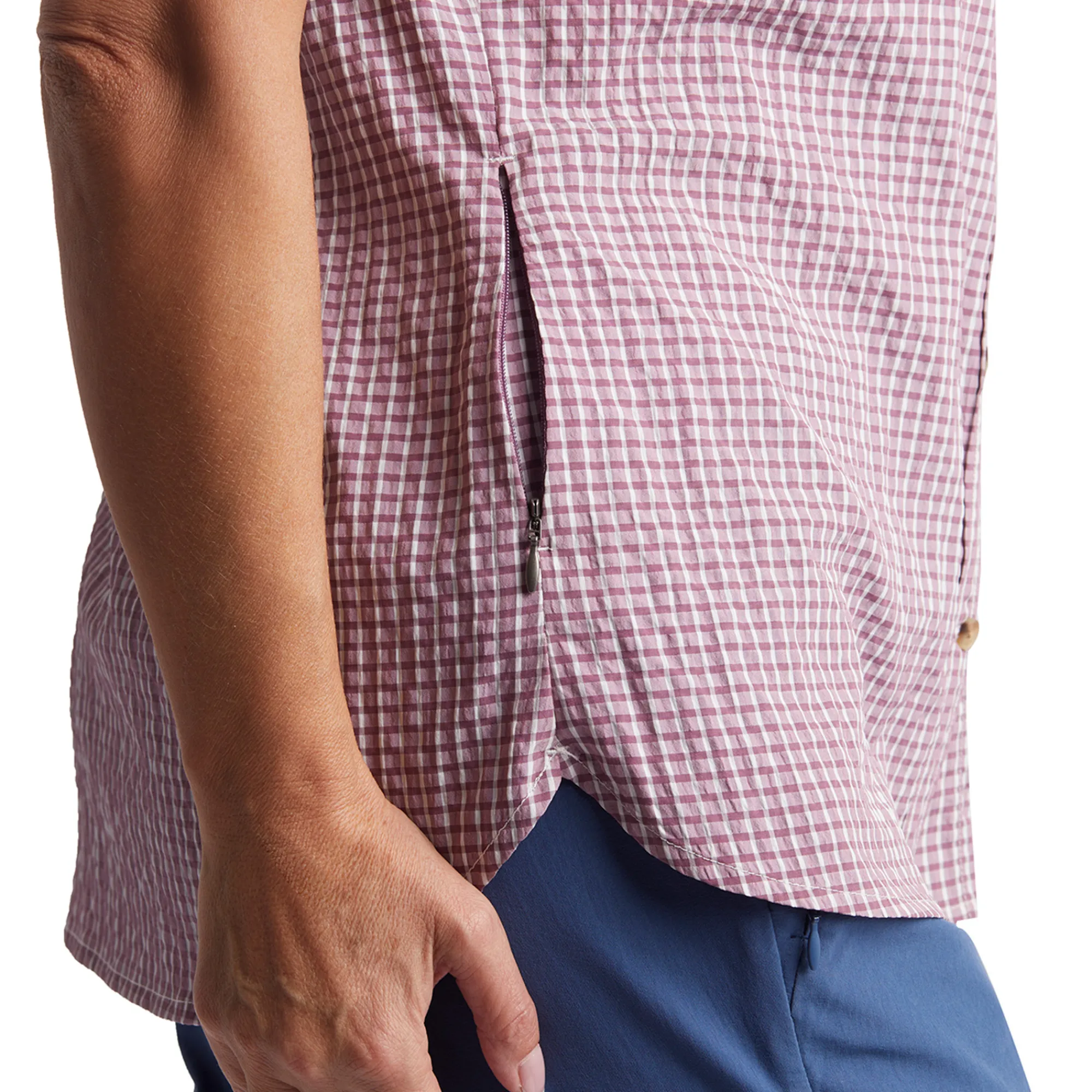 Women Rohan Women'S Isle Short Sleeve Shirt Haze Purple Gingham