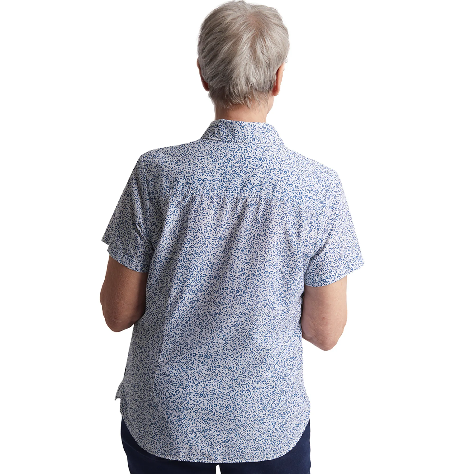 Women Rohan Women'S Marina Short Sleeve Shirt Heather Blue Print