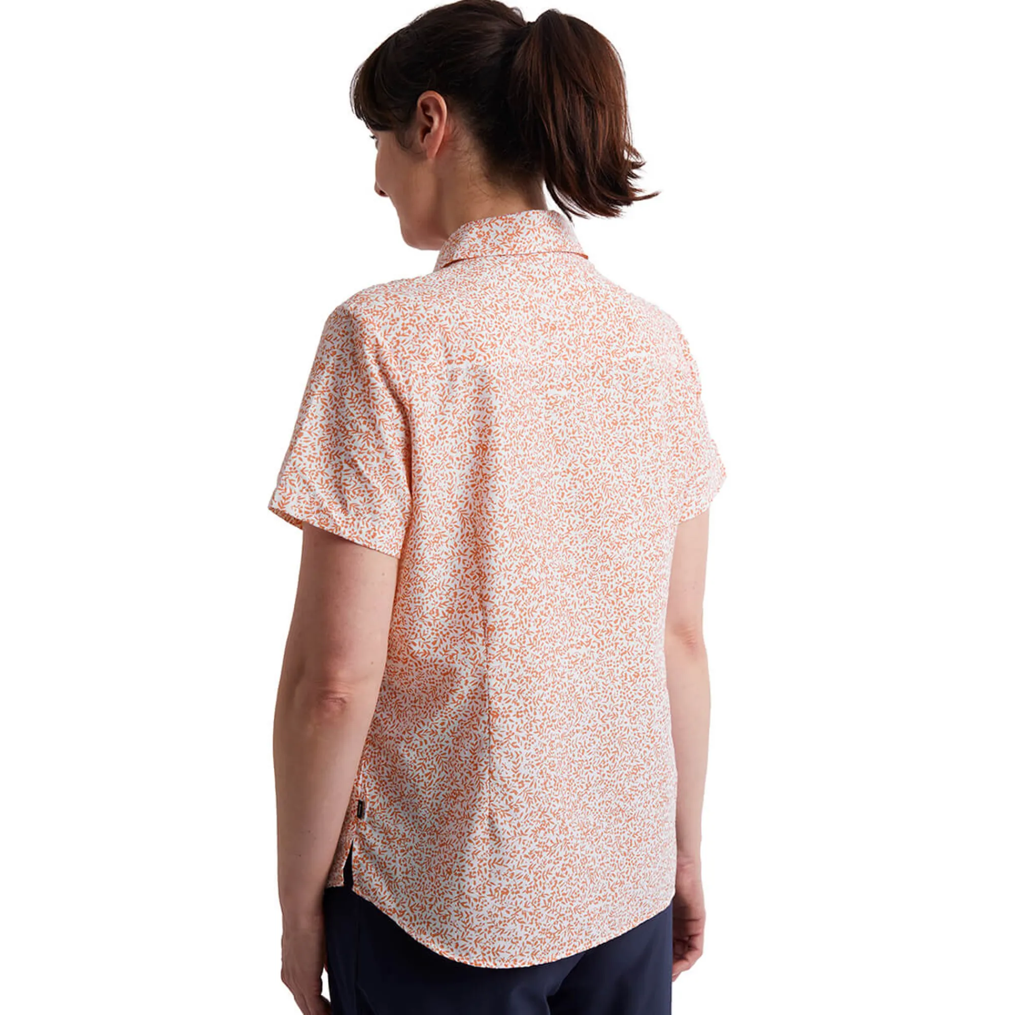 Women Rohan Women'S Marina Short Sleeve Shirt Dusk Orange Print