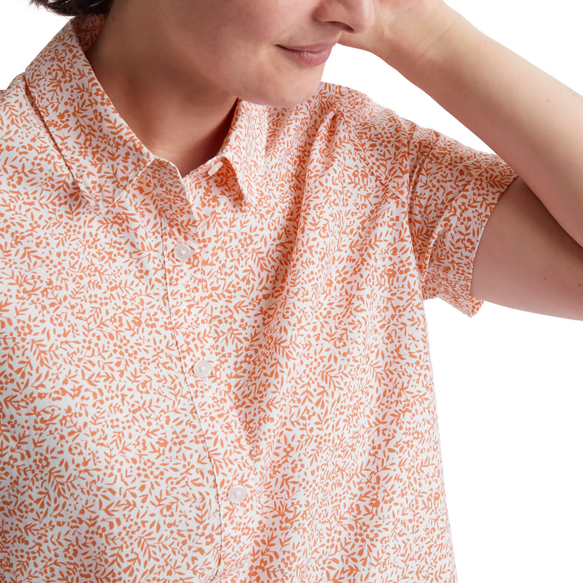 Women Rohan Women'S Marina Short Sleeve Shirt Dusk Orange Print