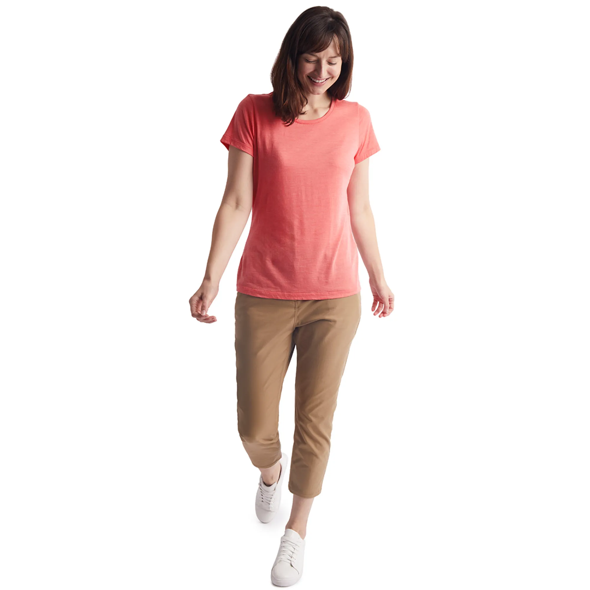 Women Rohan Women'S Merino Cool Short Sleeve T-Shirt Coral Pink Marl