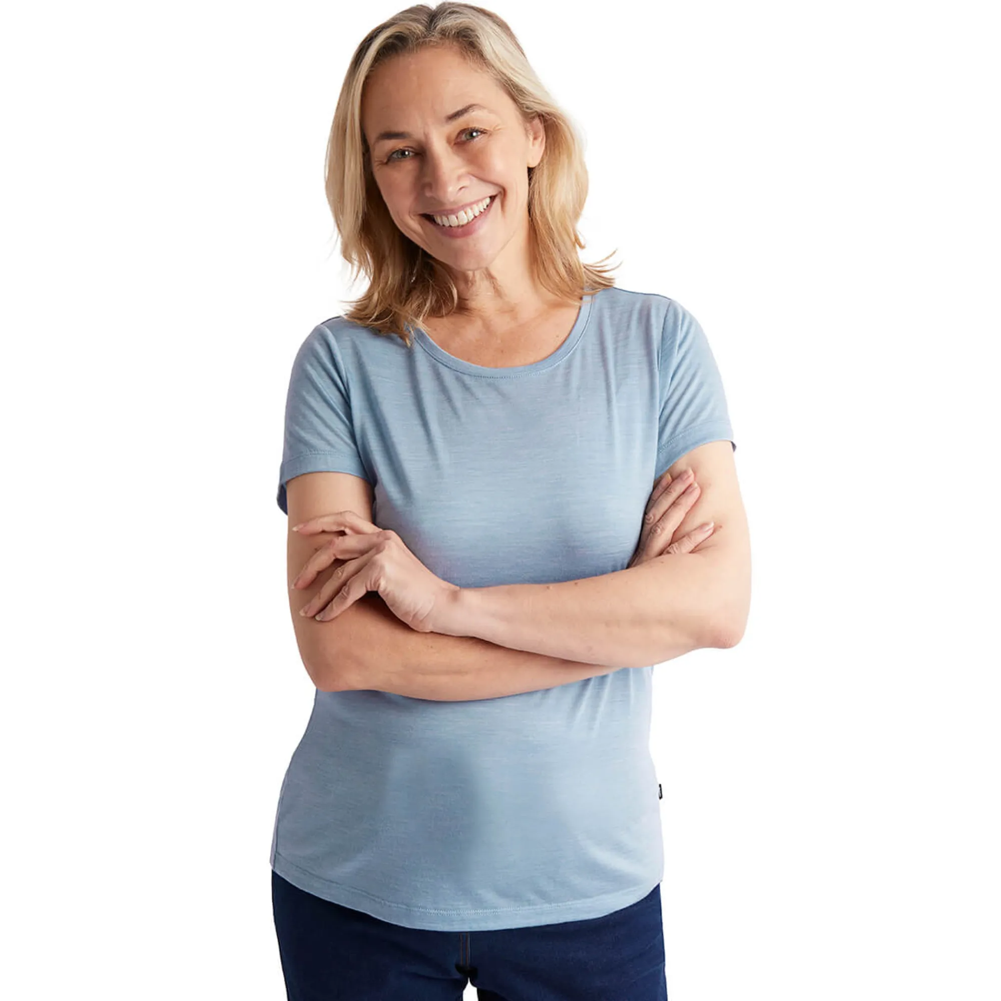 Women Rohan Women'S Merino Cool Short Sleeve T-Shirt Horizon Blue Marl
