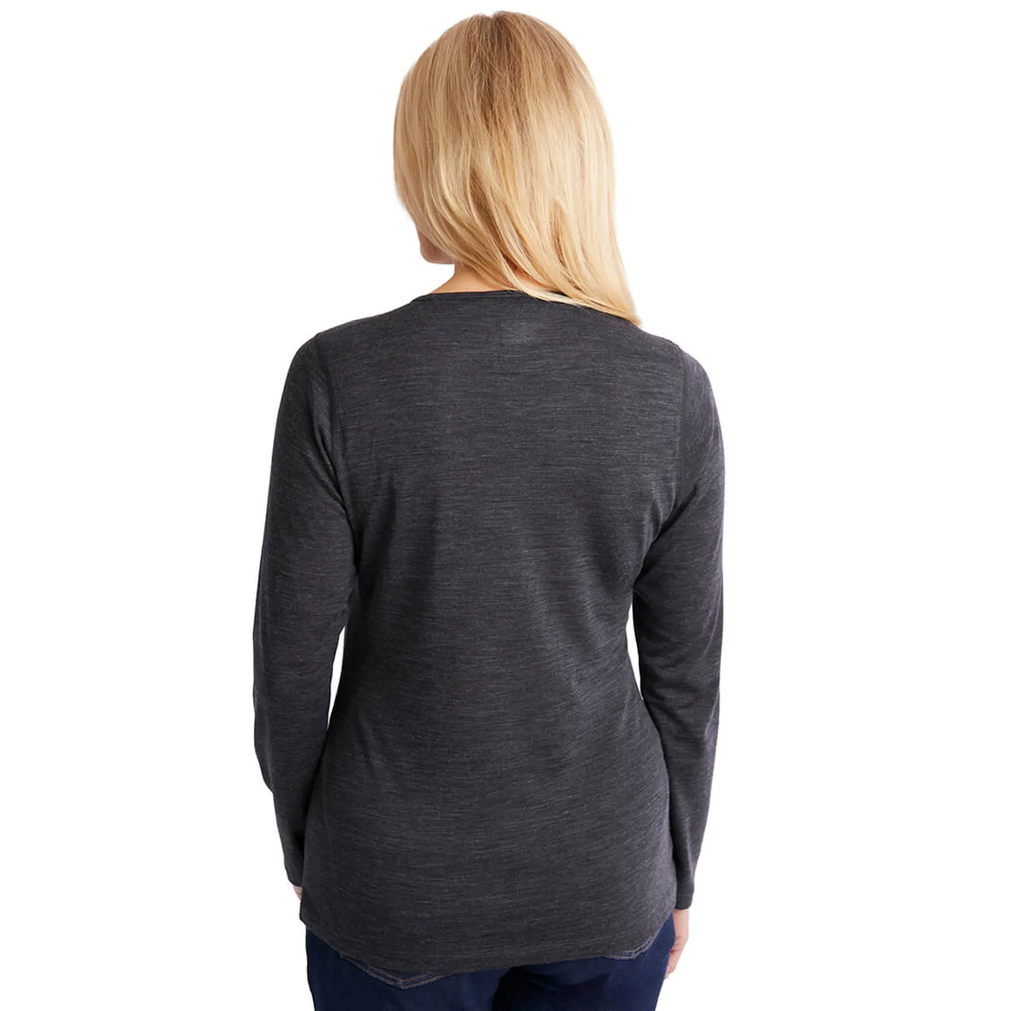 Women Rohan Women'S Merino Union 150 Long Sleeve Crew Dark Charcoal Marl