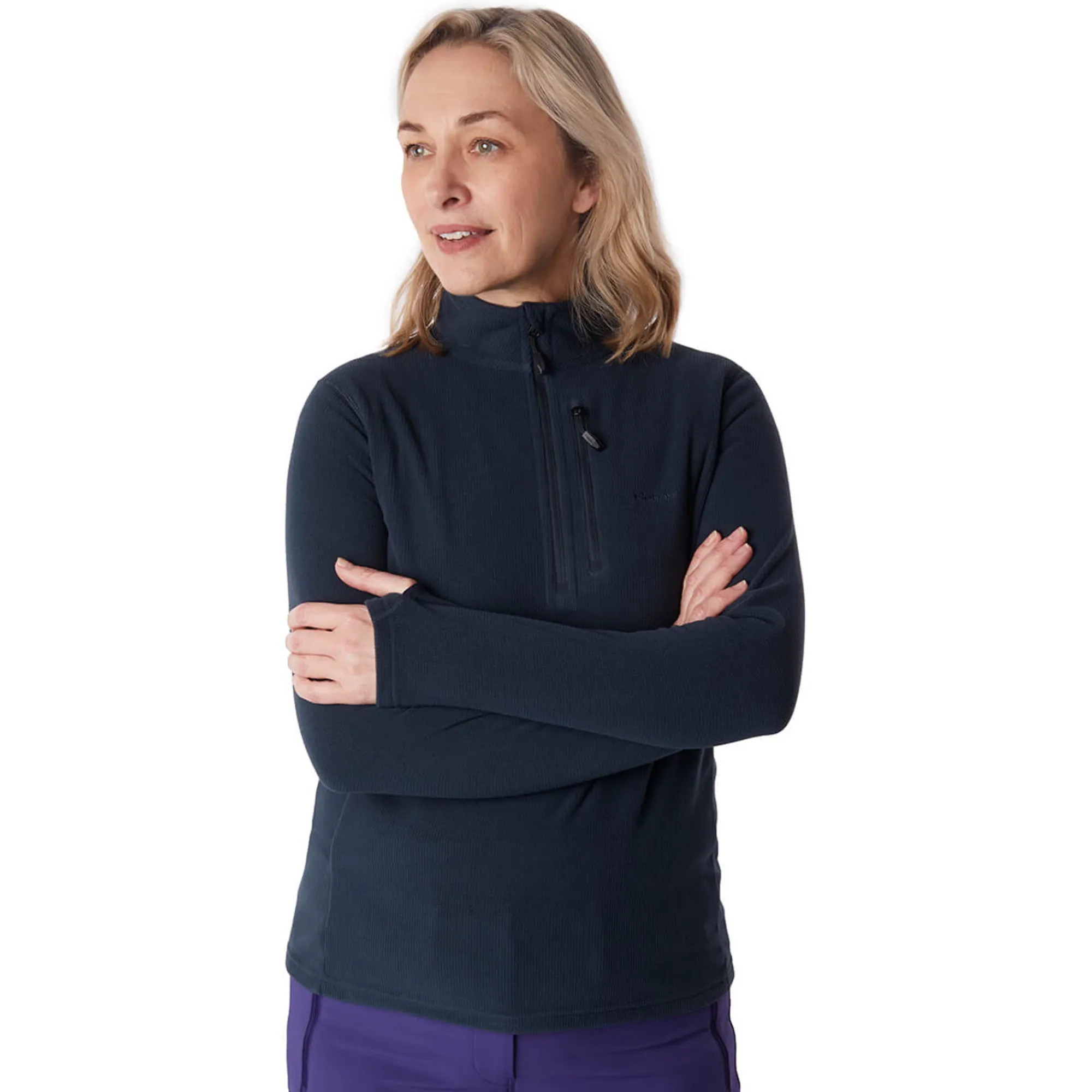 Women Rohan Women'S Microgrid Zip Neck Top True Navy