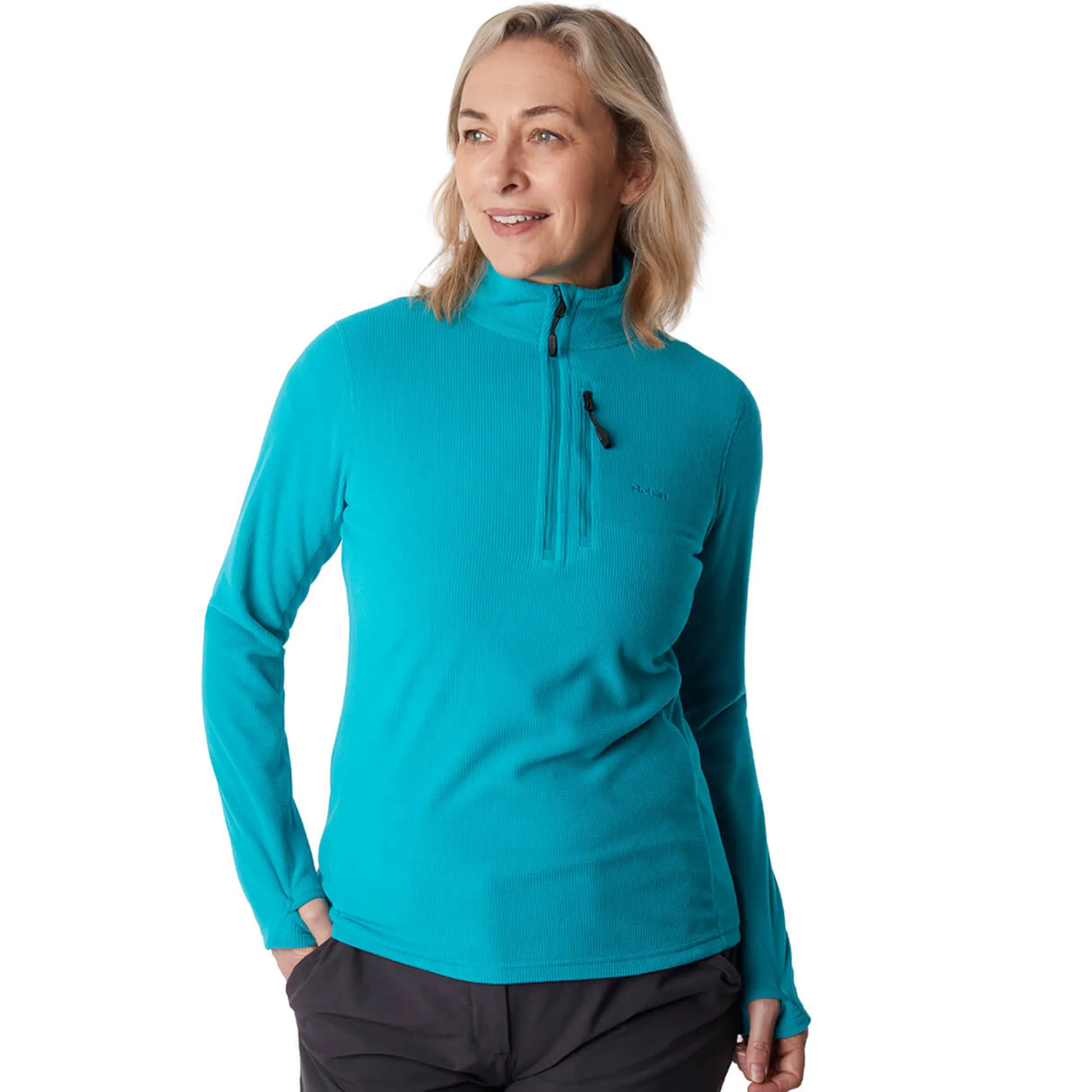 Women Rohan Women'S Microgrid Zip Neck Top Cove Blue