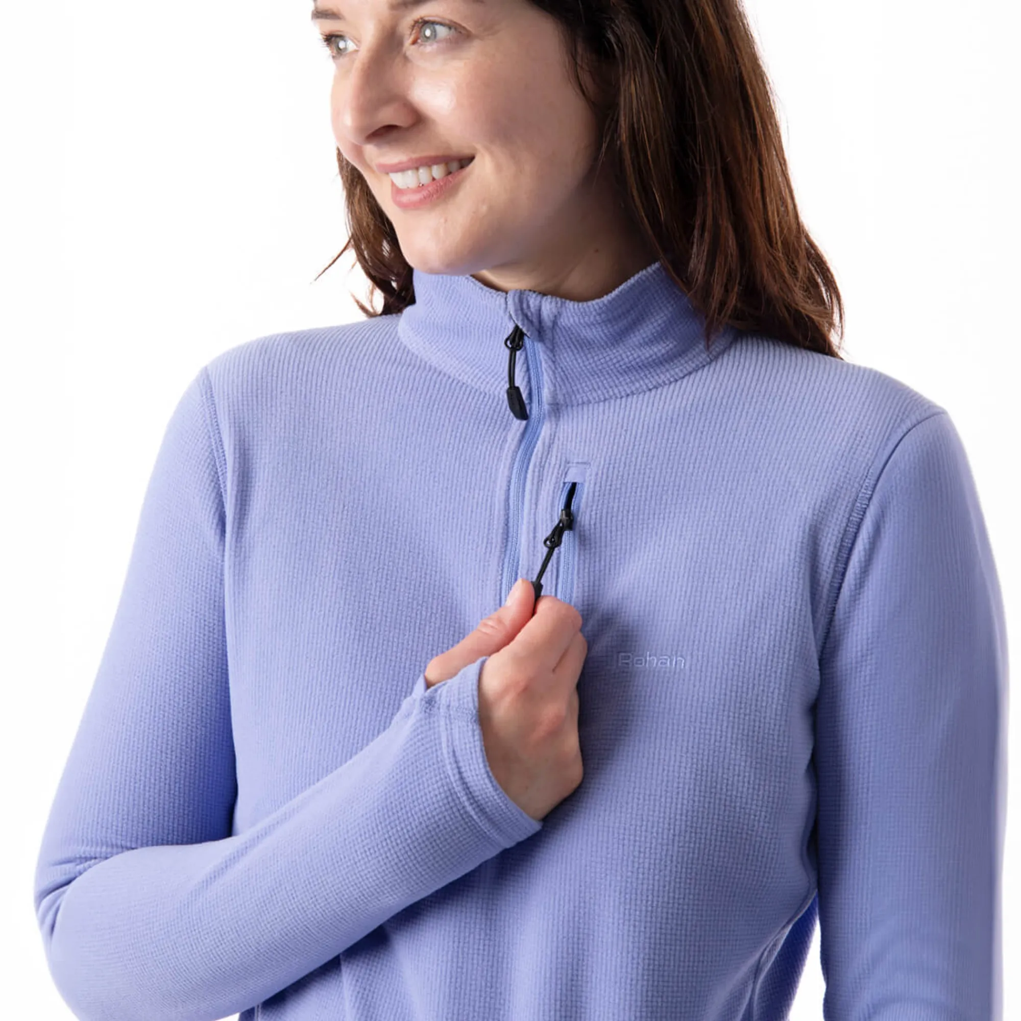 Women Rohan Women'S Microgrid Zip Neck Top Orchid Lilac