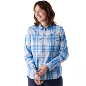 Women Rohan Women'S Pennine Long Sleeve Shirt Azure Blue Check