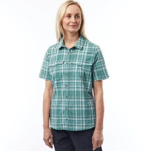 Women Rohan Women'S Pennine Shirt Short Sleeve Venice Green Check