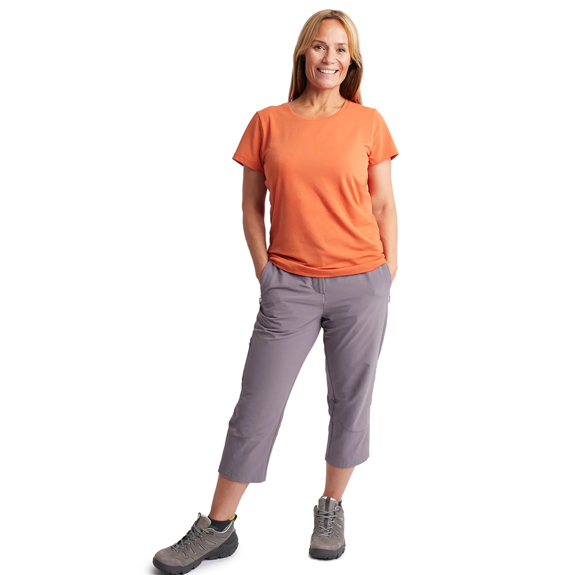 Women Rohan Women'S Roamer Capris Trousers Mauve Grey