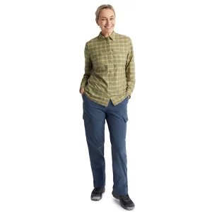 Women Rohan Women'S Savannah Long Sleeve Shirt Stone/Umber Green Check