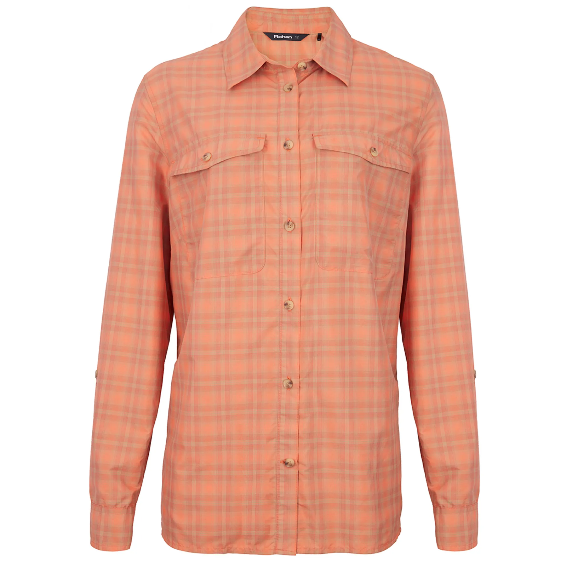 Women Rohan Women'S Savannah Long Sleeve Shirt Canyon Orange/Dune Check