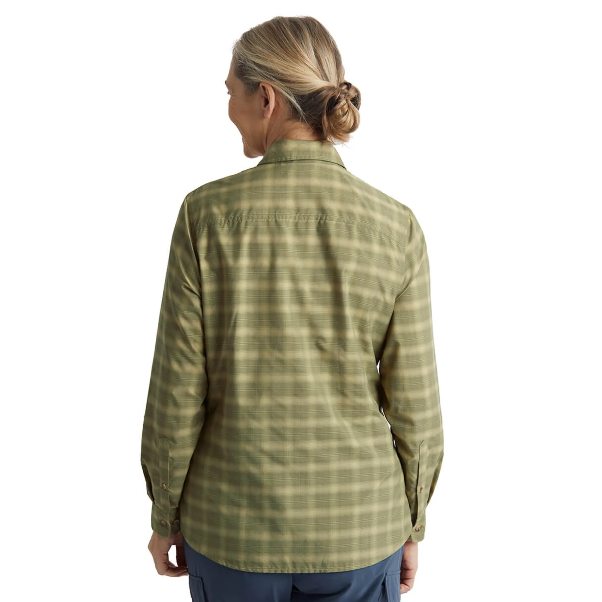 Women Rohan Women'S Savannah Long Sleeve Shirt Stone/Umber Green Check