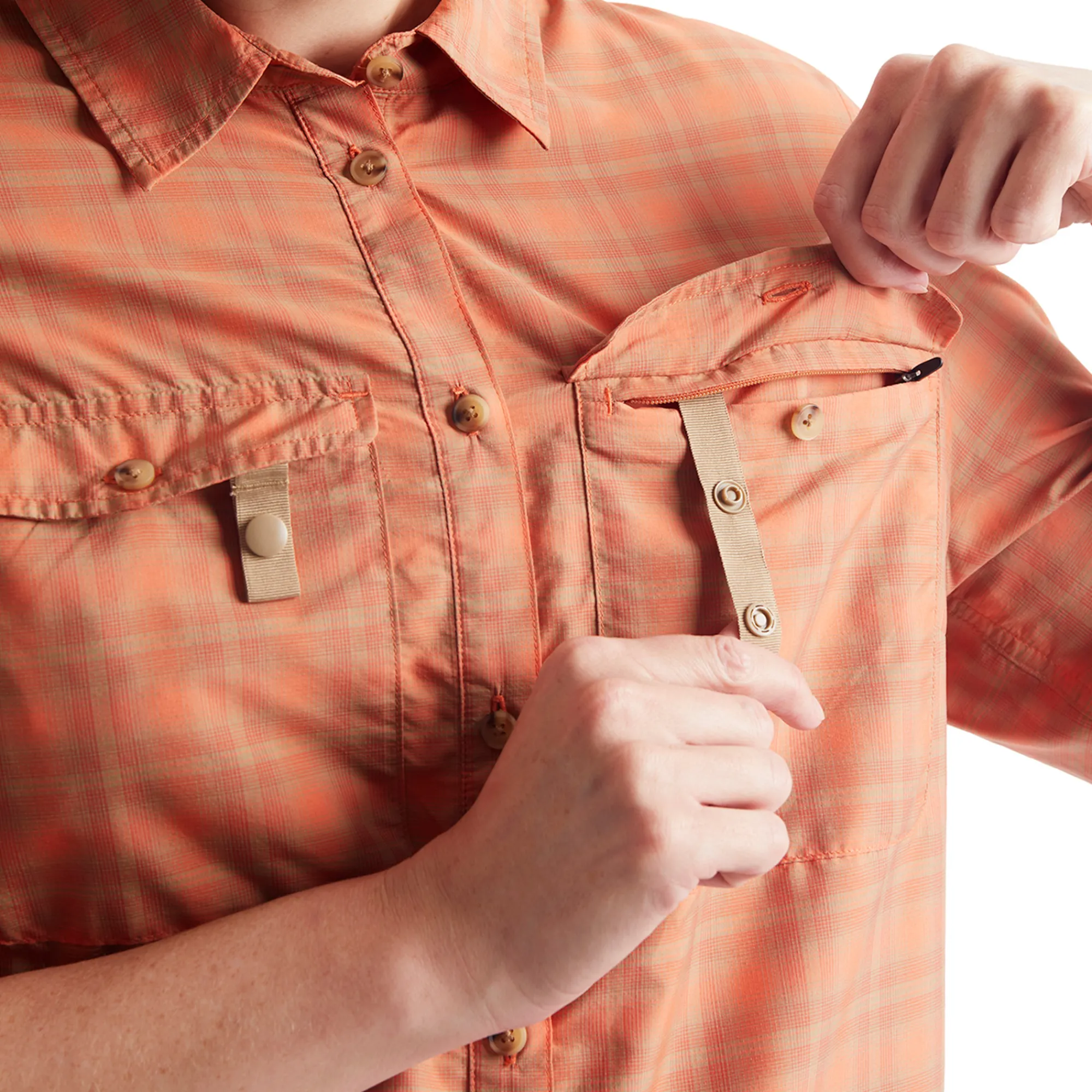 Women Rohan Women'S Savannah Long Sleeve Shirt Canyon Orange/Dune Check