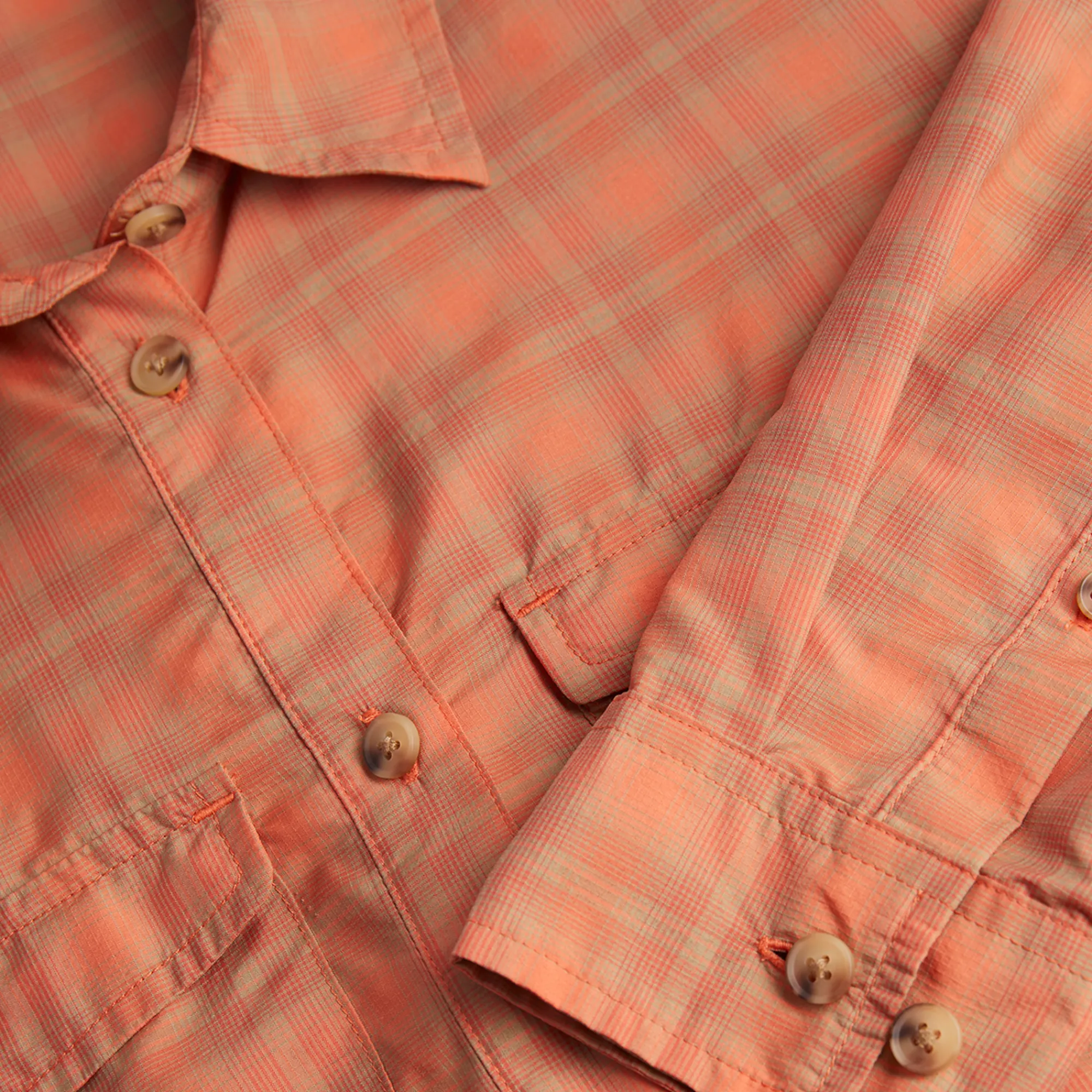 Women Rohan Women'S Savannah Long Sleeve Shirt Canyon Orange/Dune Check