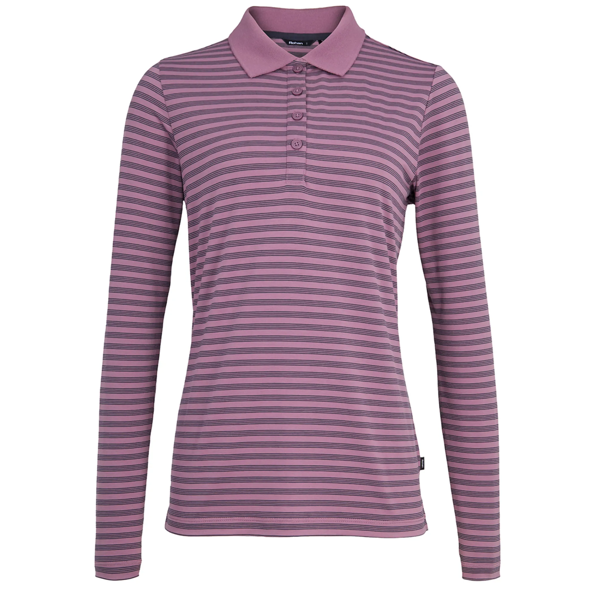 Women Rohan Women'S Shoreline Long Sleeve Polo Haze Purple/Navy Stripe