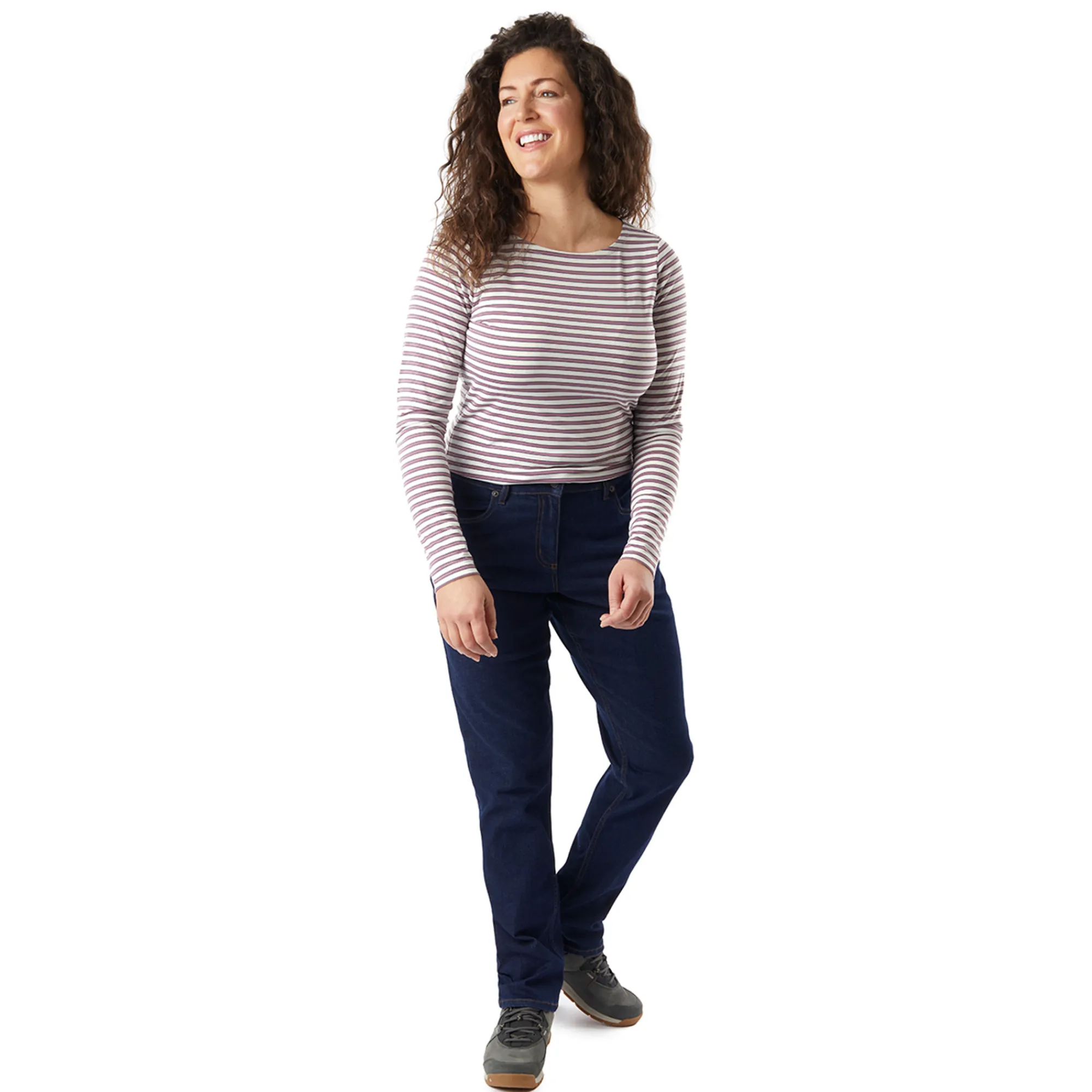 Women Rohan Women'S Shoreline Long Sleeve Top Ecru/Haze Purple Stripe