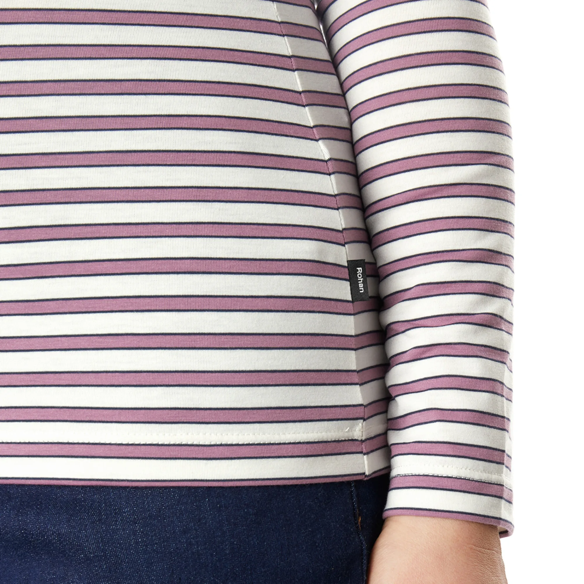Women Rohan Women'S Shoreline Long Sleeve Top Ecru/Haze Purple Stripe