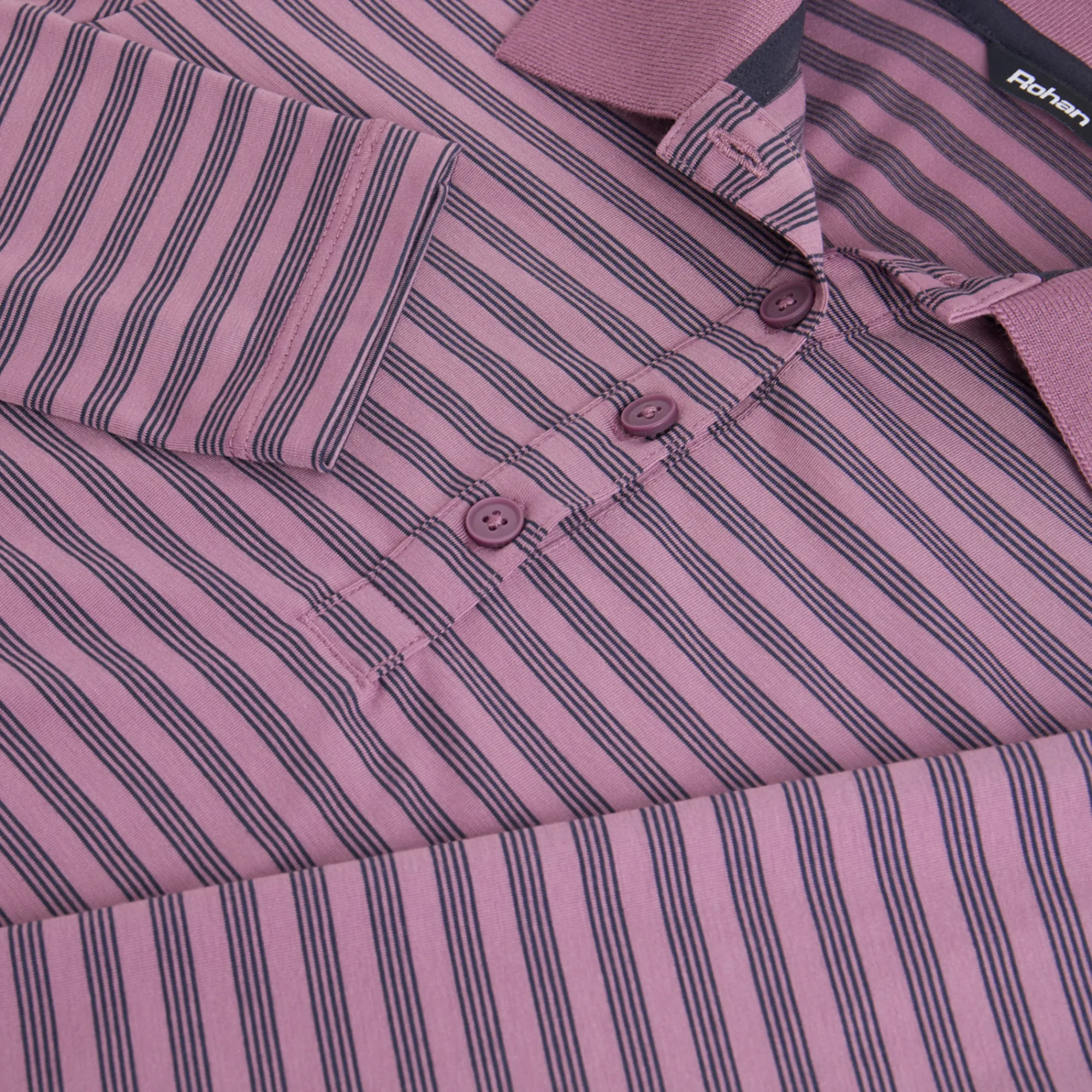 Women Rohan Women'S Shoreline Long Sleeve Polo Haze Purple/Navy Stripe