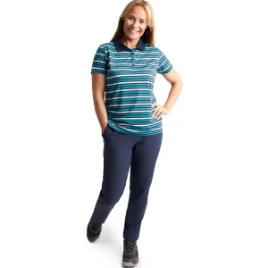 Women Rohan Women'S Shoreline Short Sleeve Polo Cove Blue/Navy Stripe