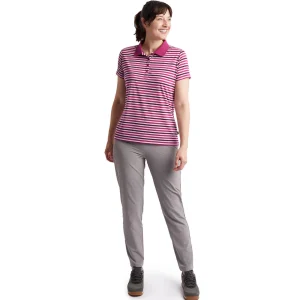 Women Rohan Women'S Shoreline Short Sleeve Polo Raspberry Pink/Purple Stripe