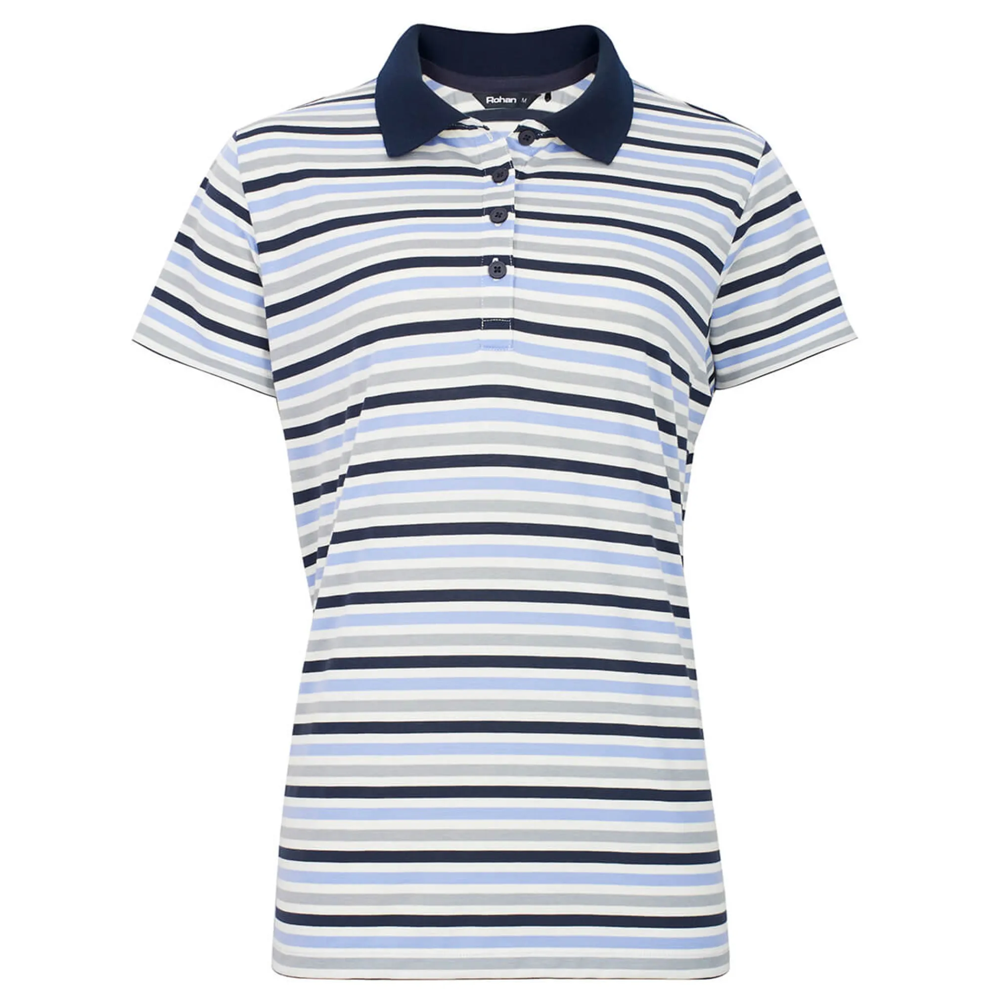 Women Rohan Women'S Shoreline Short Sleeve Polo Orchid Lilac/Grey Stripe