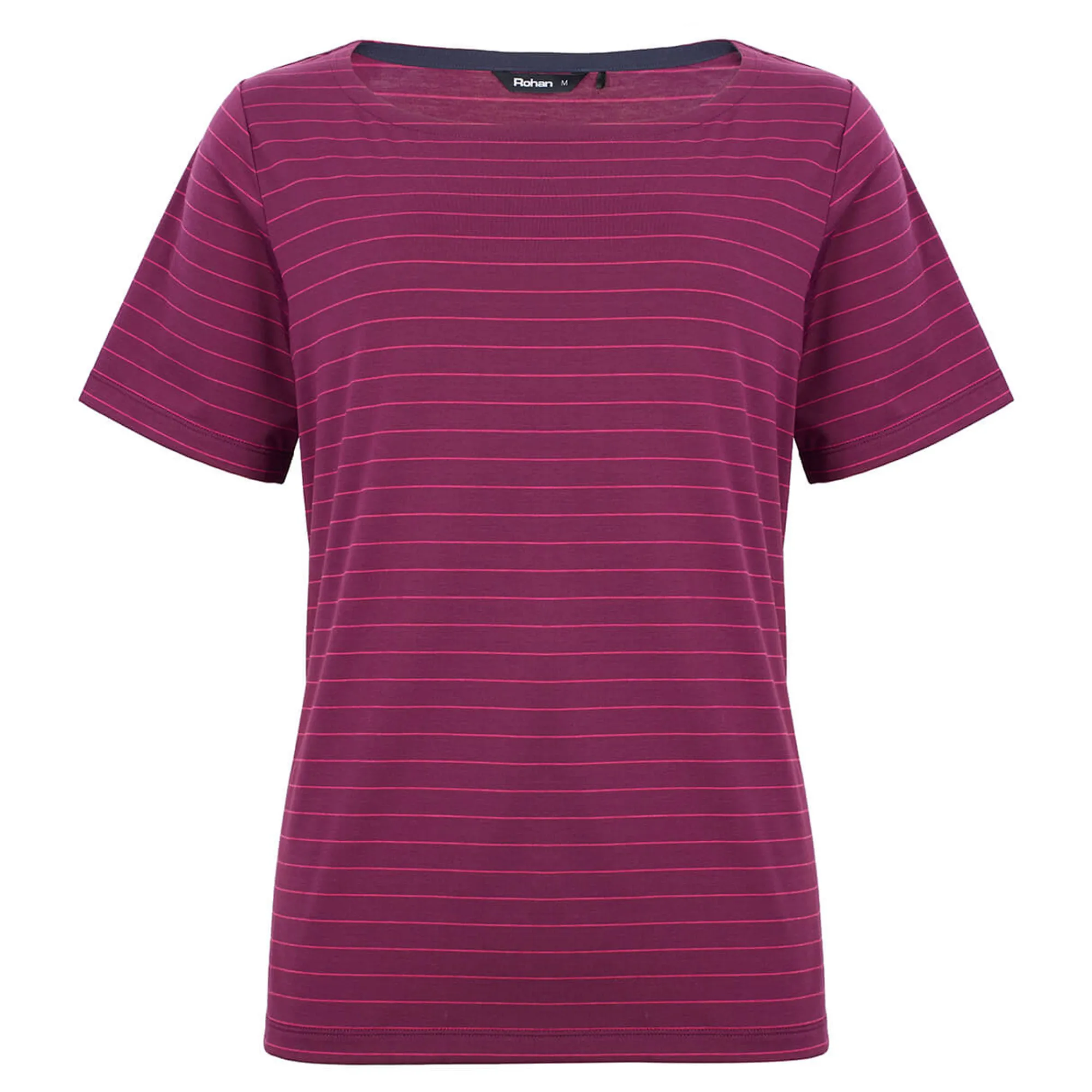 Women Rohan Women'S Shoreline Short Sleeve Top Plum Purple/Pink Stripe