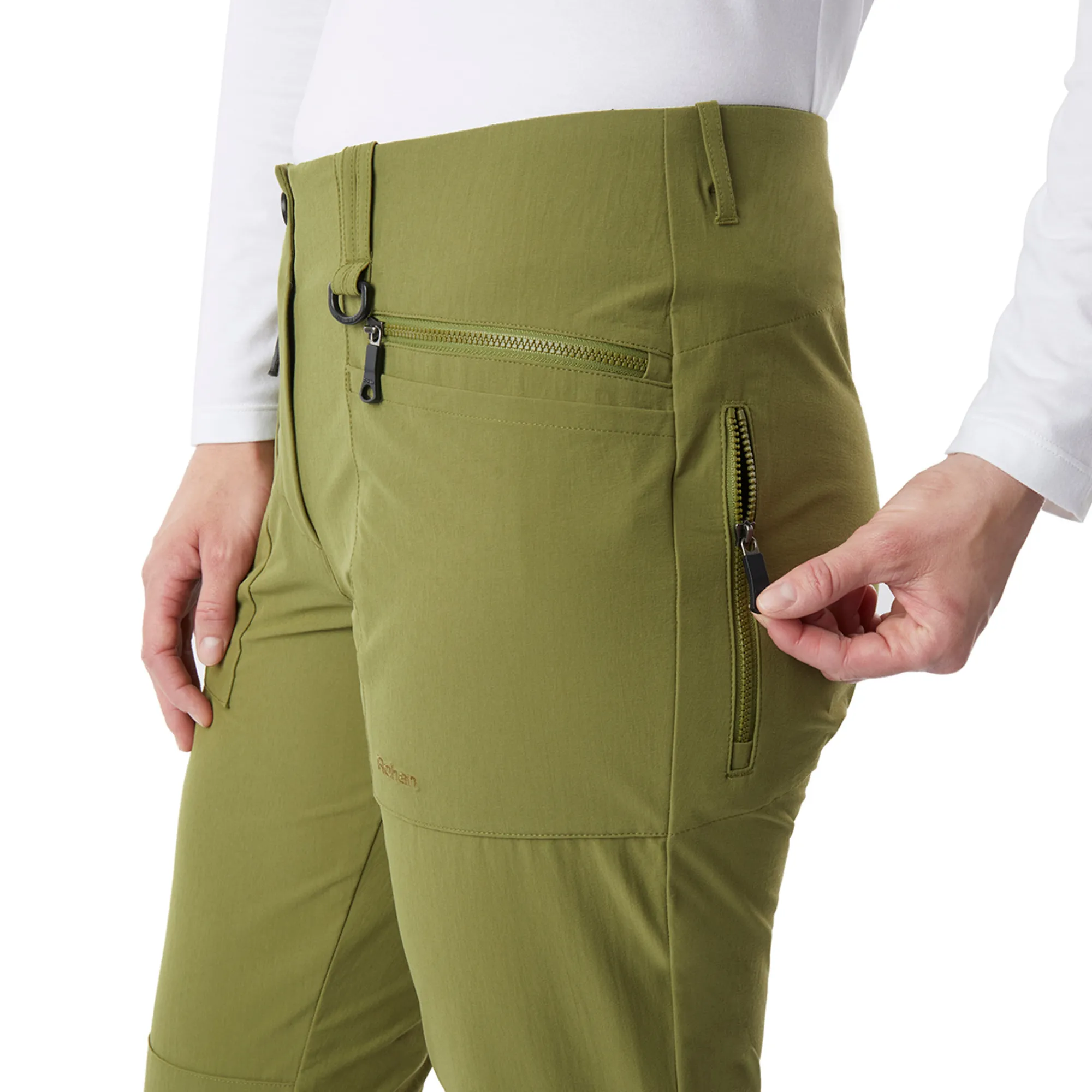 Women Rohan Women'S Stretch Bags Trousers Heath Green